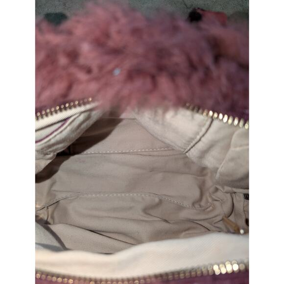 Lisa Conte Made in Italy Burgundy Leather Shearling Handbag - Picture 9 of 11